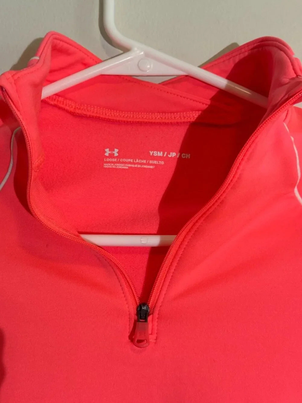 Under Armour Youth Small Pink Coral 1/4 Zip Pullover Sweatshirt Activewear  |YSM